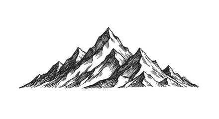 Mountain range vector illustration peak landscape design drawing sketch nature alps rocky mountains outdoor scene -