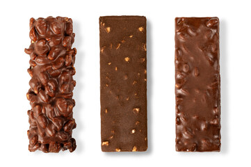 Set of chocolate bar on white background