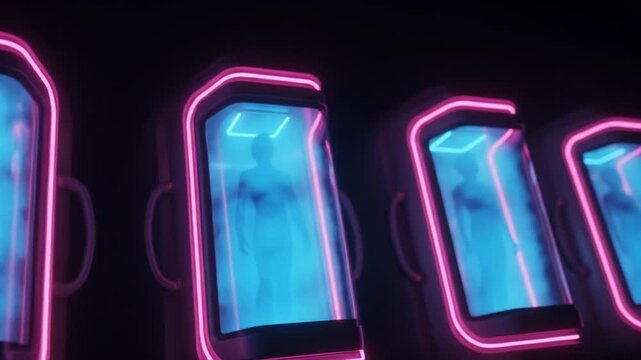 Futuristic Cryo Pods: Suspended Animation in Neon-Lit Chambers