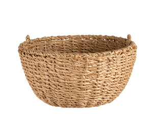 Obraz premium Natural woven basket with handles perfect for home decor storage and organization