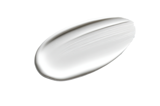 Oval smear of smooth, light gray paint or cosmetic product