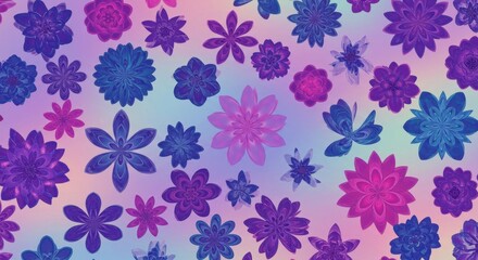 Floral Fantasy: A Kaleidoscope of Purple, Pink, and Blue Flowers
