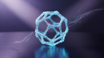 Abstract sphere with a geometric design and a networklike structure on surface