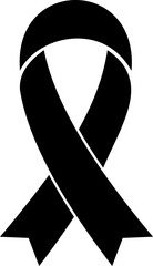 Breast cancer awareness ribbon icon. Cancer charity awareness black ribbon vector icon isolated on transparent background. Vector illustration.