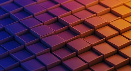 Abstract 3D Cubes Gradient Background:  Vibrant Purple and Orange Geometric Pattern