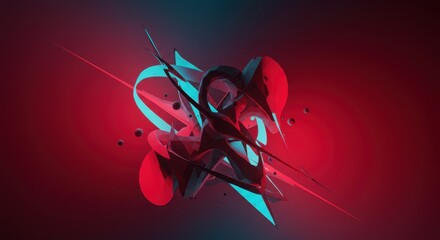 Abstract Red and Blue 3D Form