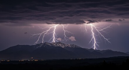 Majestic Mountain Storm: Double Lightning Strike