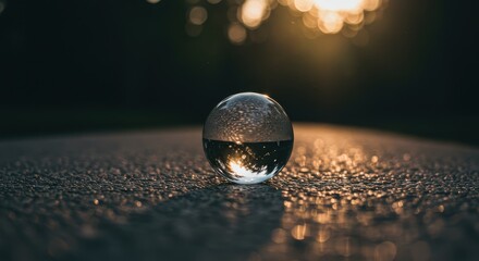 Glass Sphere at Sunset: A Crystal Clear Reflection