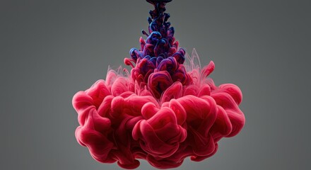 Abstract Ink Cloud: A Symphony of Crimson and Indigo