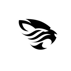 tiger power logo illustration. tiger head silhouette illustration. tiger silhouette illustration on white background