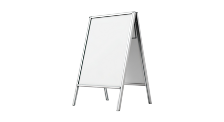 Blank A-frame sign, light gray metal, isolated