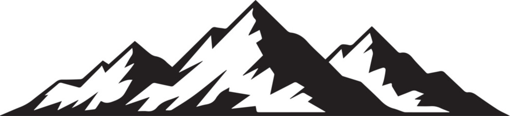 high contrast mountain peaks vector graphic in monochrome simple bold design perfect for adventure travel outdoor themes © AIcon Star
