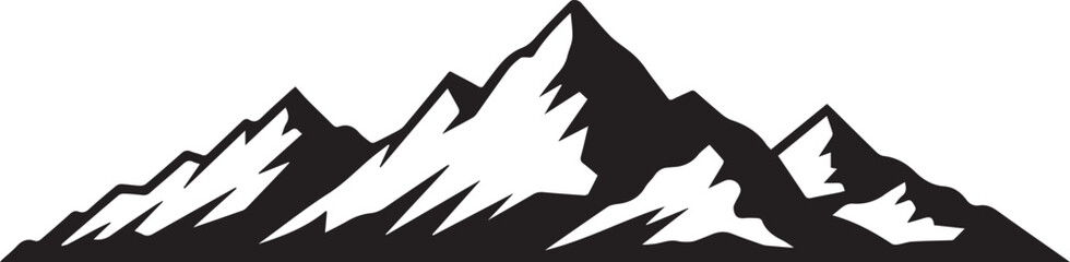 simple black and white outdoor landscape vector featuring angular mountain silhouettes for modern minimalistic design