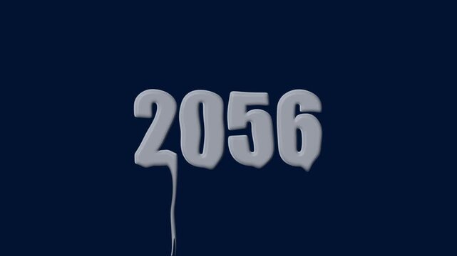 liquid text 2056 animation colorful background. glowing number text background 4k video animation. 2056 animation liquid text transparent background