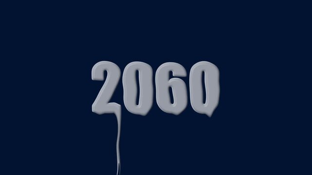 liquid text 2060 animation colorful background. glowing number text background 4k video animation. 2060 animation liquid text transparent background