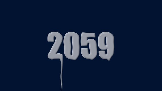 liquid text 2059 animation colorful background. glowing number text background 4k video animation. 2059 animation liquid text transparent background