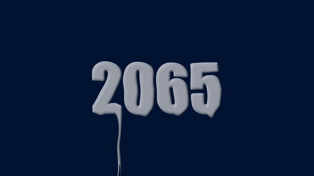 liquid text 2065 animation colorful background. glowing number text background 4k video animation. 2065 animation liquid text transparent background
