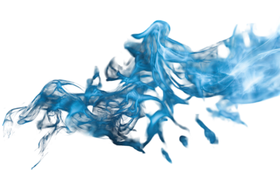 Abstract blue smoke swirls against a black background