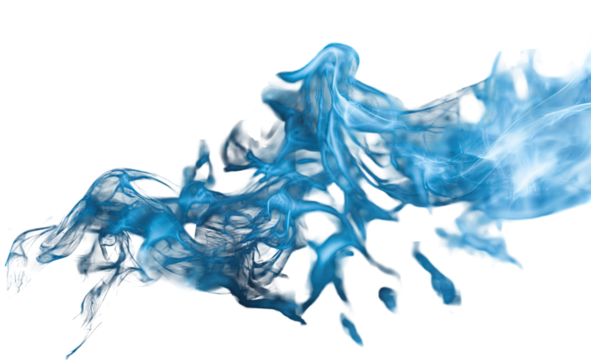 Abstract blue smoke swirls against a black background