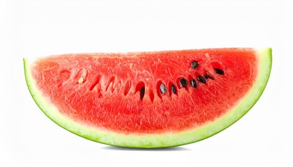 Fresh juicy watermelon slice ready to eat on white background, perfect for summer, food