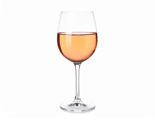 Elegant studio shot of a glass of rosé wine with pink hue, isolated on white.