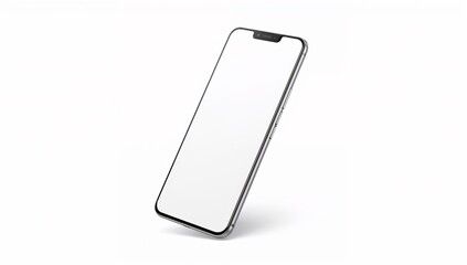 Modern silver framed smartphone with blank screen and soft shadow