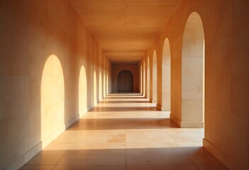 Obraz premium Generative AI Arched Corridor Perspective Scene.