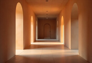 Generative AI: Architectural Corridor in Warm Tones.