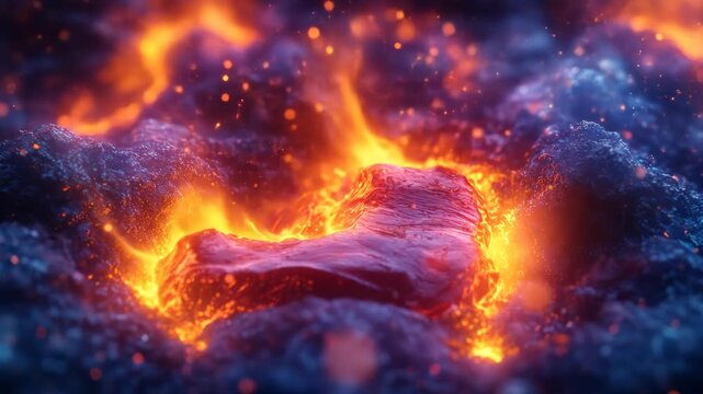 Molten Rock in Fiery Embrace