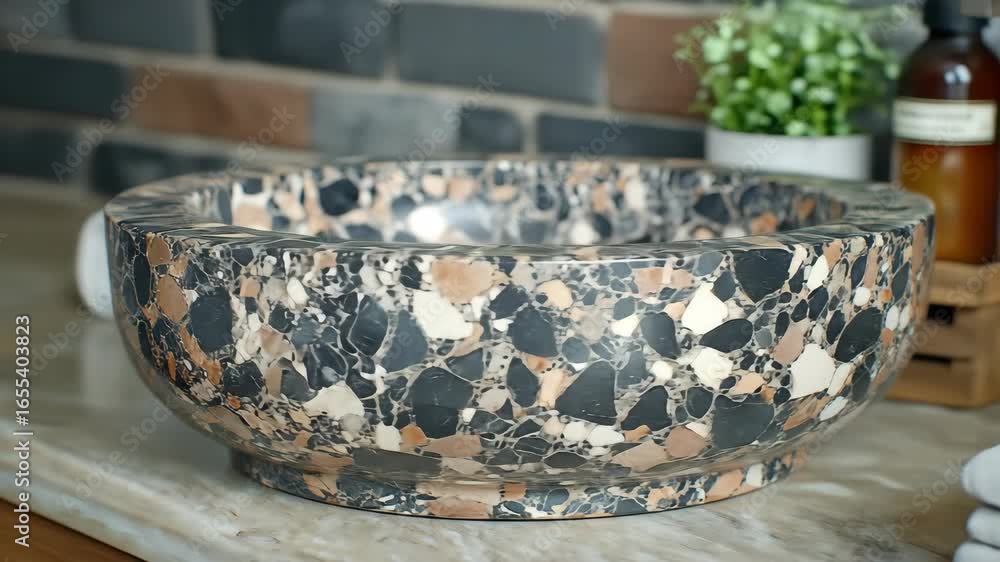 Poster mosaic vessel sink with a unique pattern