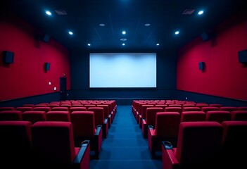 Obraz premium Generative AI Cinema Interior Render with Red Seats!