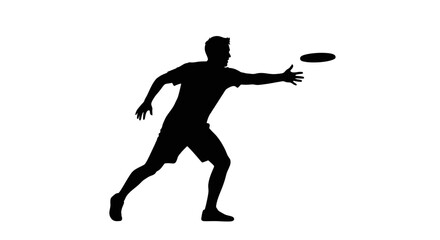 dynamic silhouette of a man throwing a frisbee perfect for sports fitness and actionoriented designs