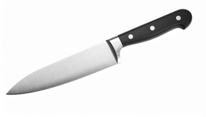 Sharp stainless steel chef knife with black handle, essential kitchen tool for culinary professionals and home cooks
