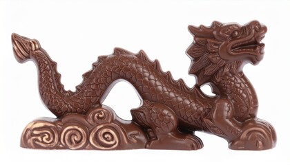 Chocolate Dragon Statue: Stunning detail of mythical creature on a cloud base, perfect for gifts