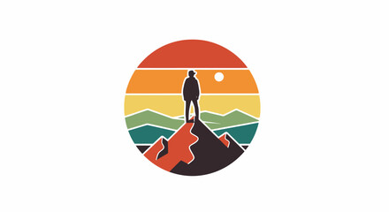 achieve peak performance a silhouette of a hiker contemplating success against a vibrant sunset mountain landscape ideal for motivational and travel branding