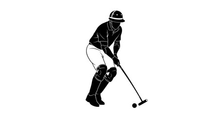 Fototapeta premium polo player in action striking the ball dynamic black and white silhouette for sports websites magazines and branding