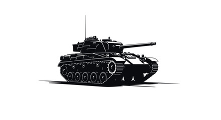 powerful black and white tank silhouette perfect for military history or strategy game designs