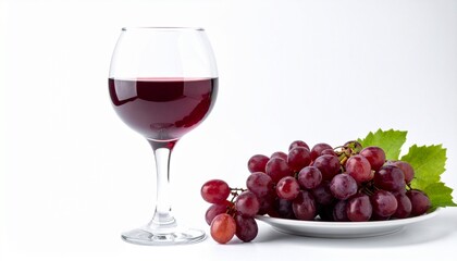 Elegant glass of red wine with ripe grapes offers a taste of luxury and relaxation for wine lovers