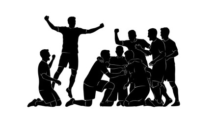 celebrating victory dynamic silhouettes of a jubilant soccer teamperfect for sports websites news articles and team spirit designs