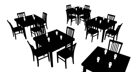 restaurant tables and chairs silhouette perfect for menu design website banners and interior design concepts simple clean and versatile
