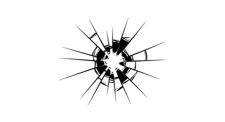 shattered glass hole dramatic black and white graphic for design projects comics and website decoration