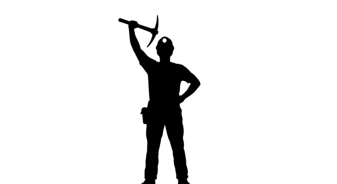 triumphant miner silhouette a powerful symbol of achievement hard work and resource extraction for mining construction and industry designs