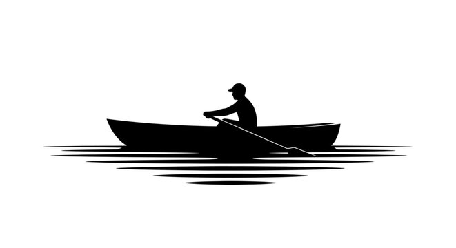 solitary rowboat silhouette peaceful escape tranquil waters relaxation and solitude concept for wellness travel or adventure branding