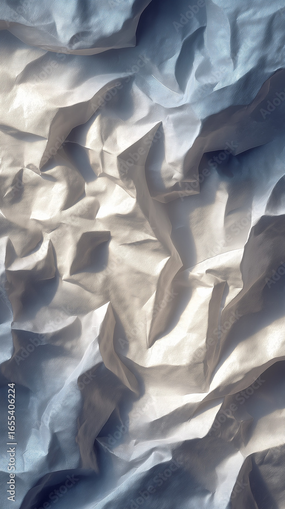 Poster abstract wrinkle texture: a fascinating and textured abstraction of light and shadow. this shot of w