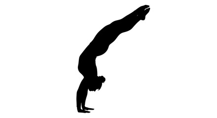 strong woman performing a backbend silhouette image for fitness yoga and strength training websites posters and social media
