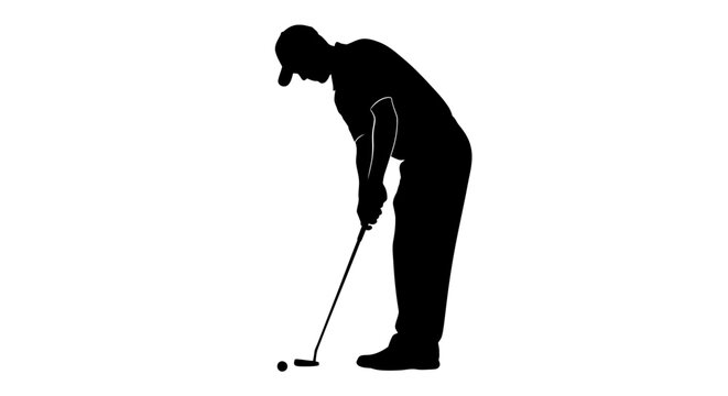focused golfers silhouette perfect for sports websites golf blogs and marketing materials illustrating precision strategy and the pursuit of excellence on the green