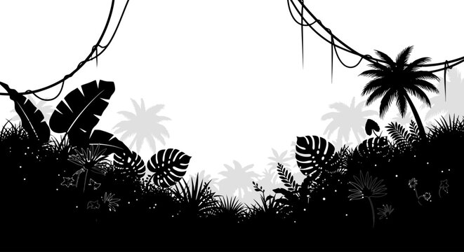 lush tropical jungle silhouette perfect for exotic travel brochures adventure book covers and vibrant website banners