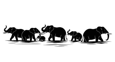 majestic elephant family silhouette perfect for wildlife conservation african safari and naturethemed designs