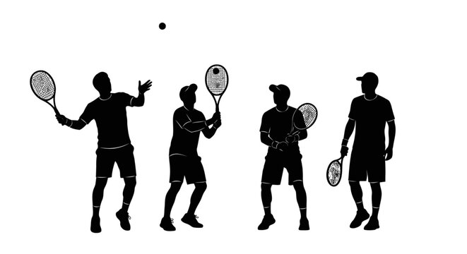 dynamic tennis player silhouettes perfect for sports websites game design and fitness branding