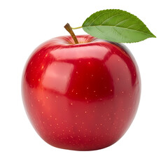 red apple with leaf